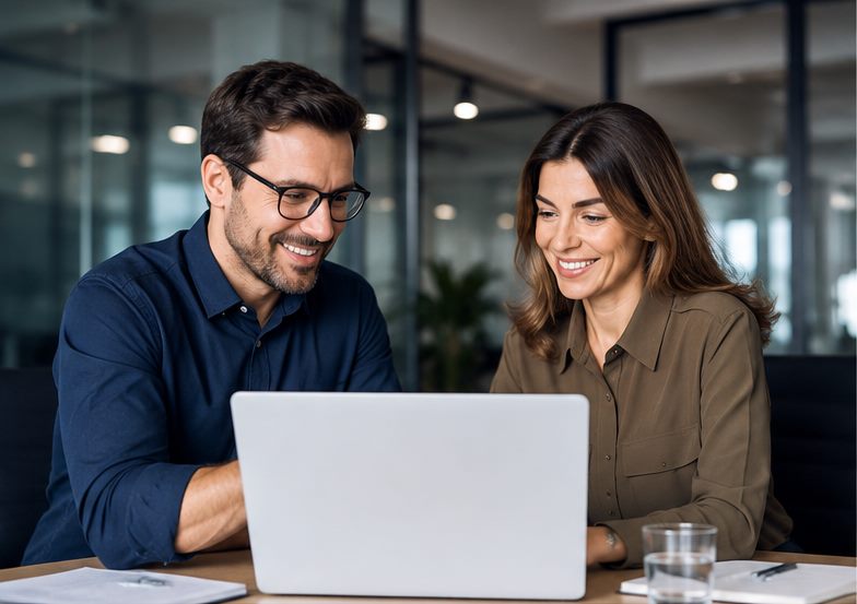 CaRD-Beraterin analysiert SAP-Geschäftsprozesse am Laptop